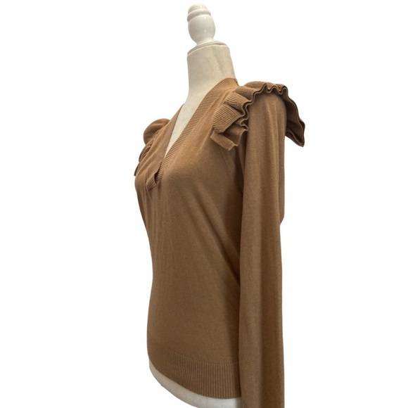Brochu Walker NWOT Sweater Anaise Vee Cashmere Blend In Tawny - Picture 6 of 9